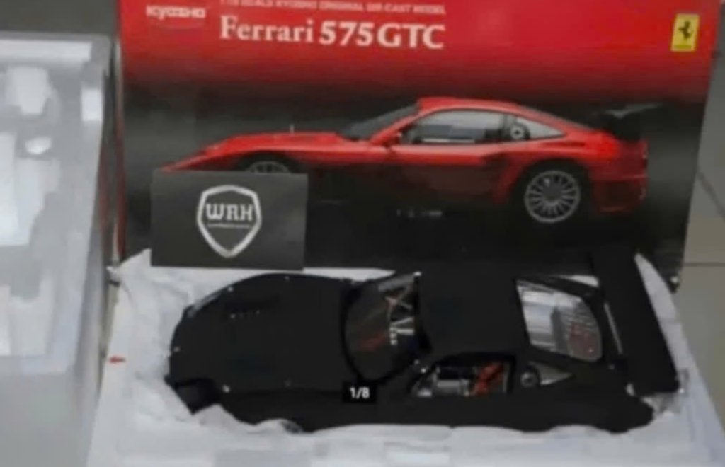 1:18 FERRARI 575 GTC 2004 matt-black Kyosho diecast WRH, Verzenden, Zo goed als nieuw, Auto, Kyosho