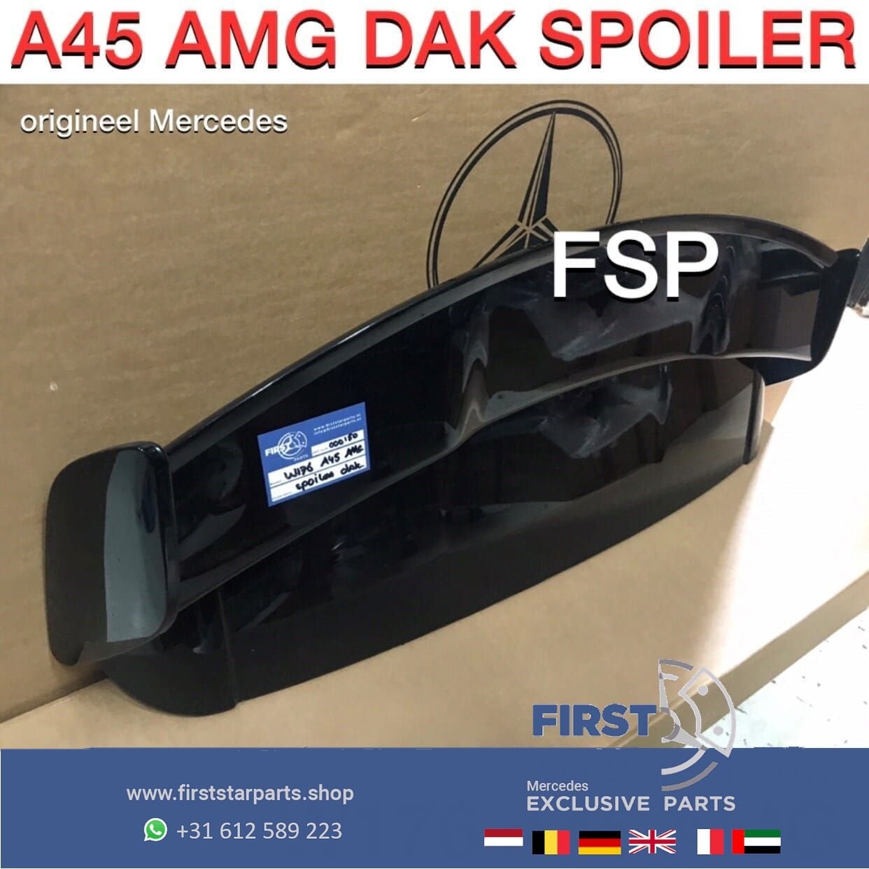 ZWARTE W176 A45 AMG DAK SPOILER Mercedes A Klasse VLEUGEL zw, Auto-onderdelen, Gebruikt, Ophalen of Verzenden, Achter, -