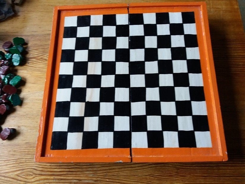 Kunstzinnig Dambord, Een of twee spelers, Ophalen of Verzenden, Gebruikt