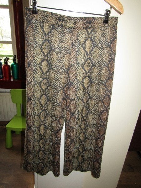 F1513 ZARA TRAFALUC mt L broek animal stretch wide, Bruin, Verzenden, Zara, Maat 42/44 (L)