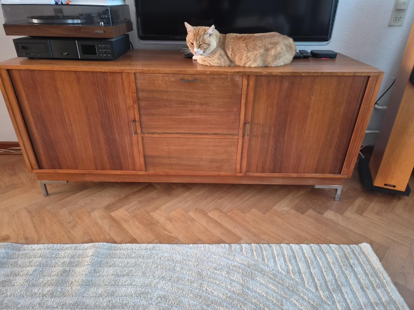 Vintage dressoir / tv-meubel van 165 cm breed, Ophalen, Gebruikt, 150 tot 200 cm, Minder dan 100 cm