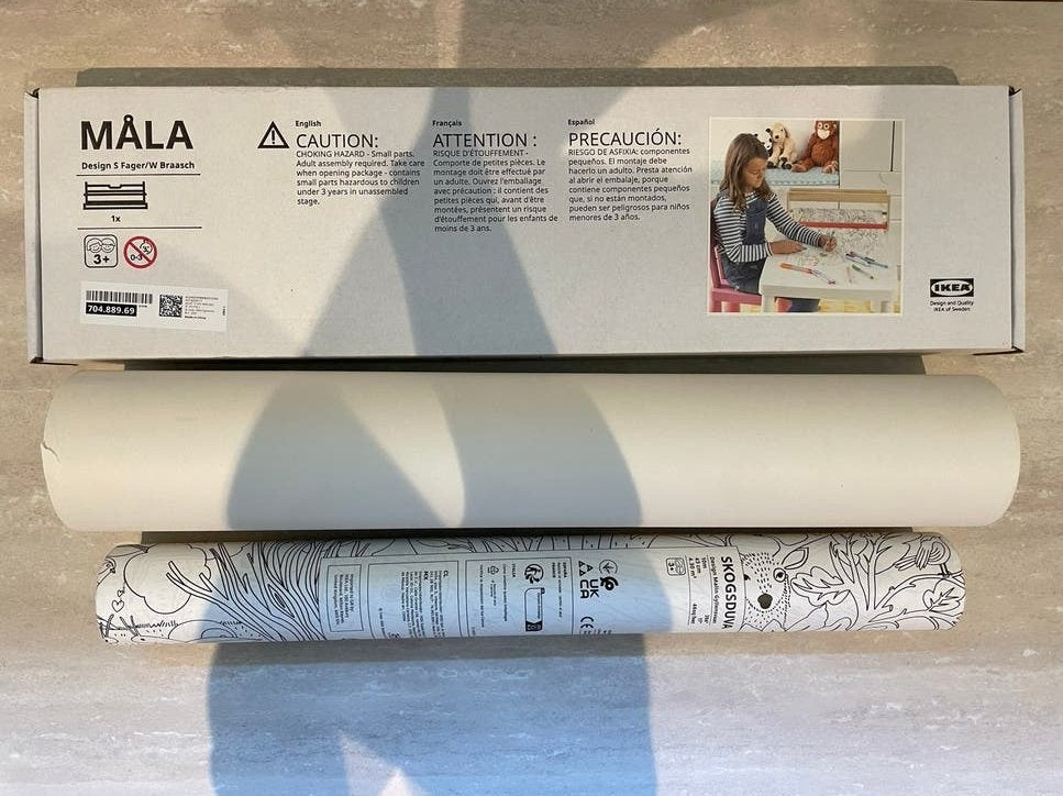 IKEA MÅLA pepierrolhouder + rol + SKOGSDUVA Kleurrol NIEUW!, Ophalen, Nieuw, Papier, Schets- of Tekenboek