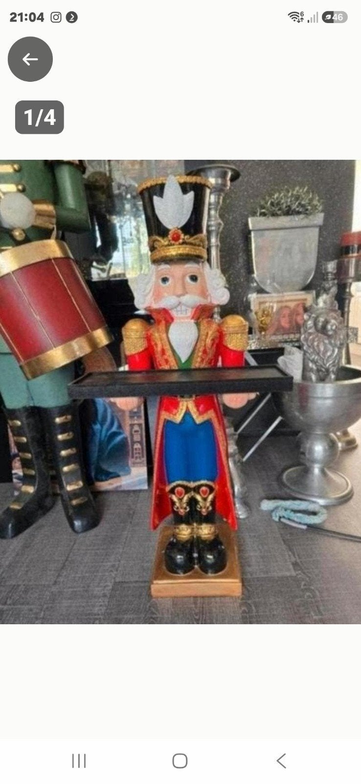 Notenkraker beeld met dienblad - Rood, Blauw, Goud, Ophalen, Meerkleurig, Nieuw, Kunststof