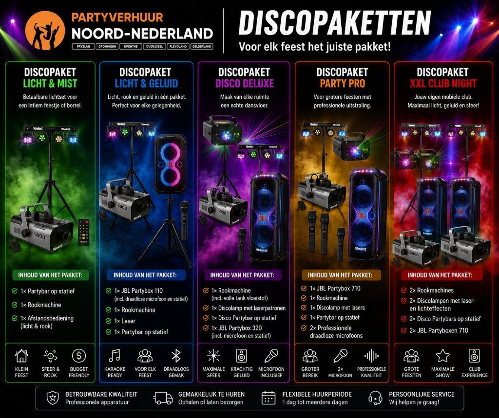 Discopakketten Huren | Licht, Geluid & Rook, Ophalen of Verzenden, Nieuw, Overige