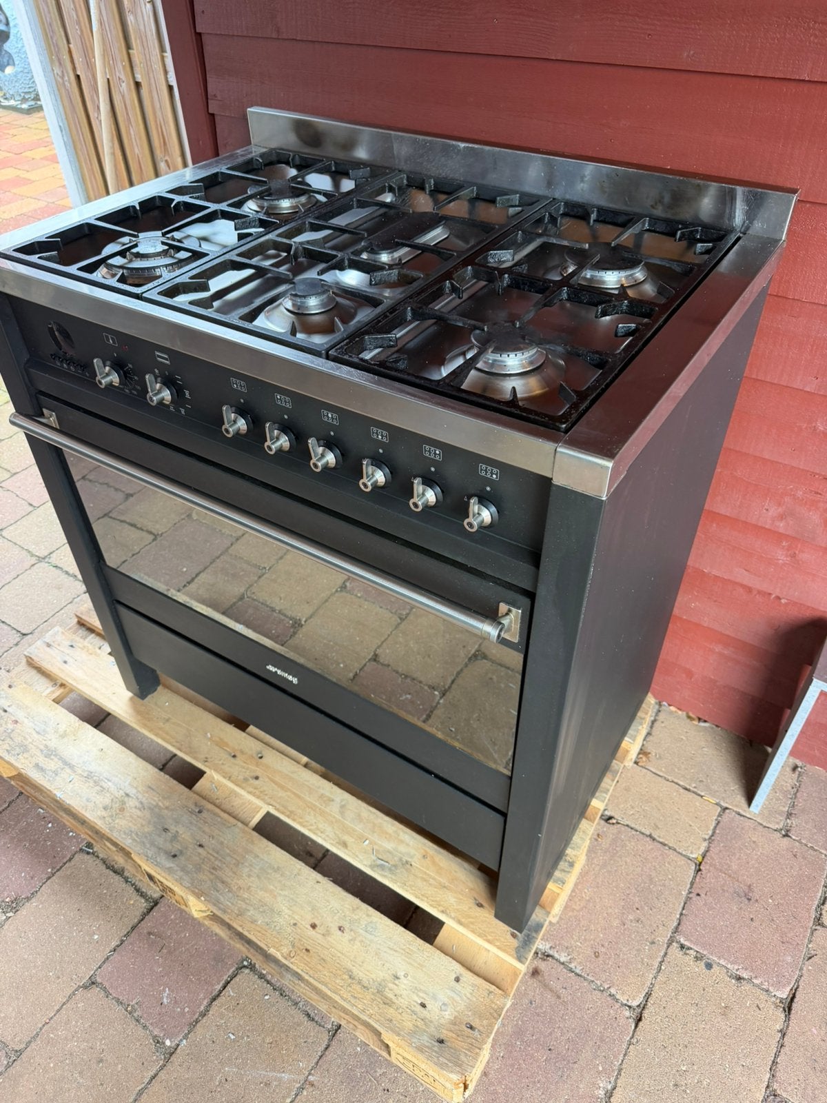 Smeg 5 pits gasfornuis 90 bij 60cm 91cm hoog., Ophalen, Gebruikt, 60 cm of meer, Gas