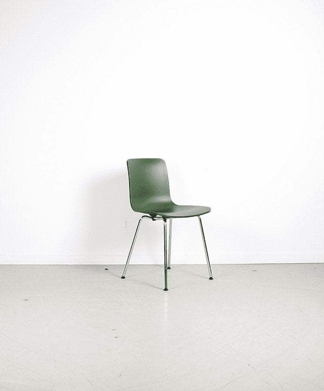 Vitra Hal Stoel Groen Kunststof - Chroom, Niet ingevuld, Zo goed als nieuw, Niet ingevuld, Niet ingevuld