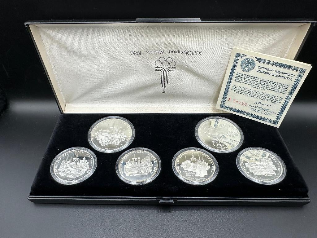 Rusland - 5 + 10 Roebel 1980 Olympische Spelen., Ophalen of Verzenden, Rusland, Zilver