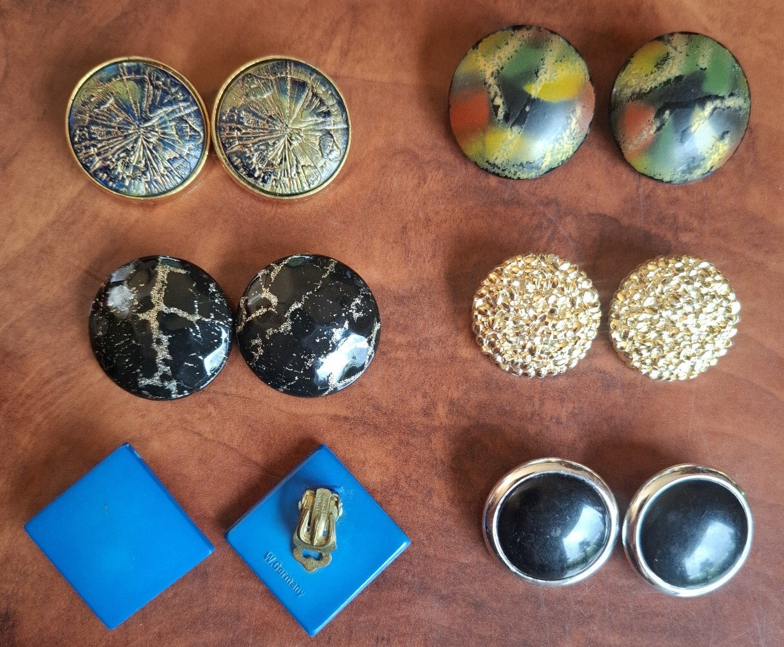 Vintage clip-on oorbellen W.Germany, Overige materialen, Gebruikt, Overige kleuren, Ophalen of Verzenden