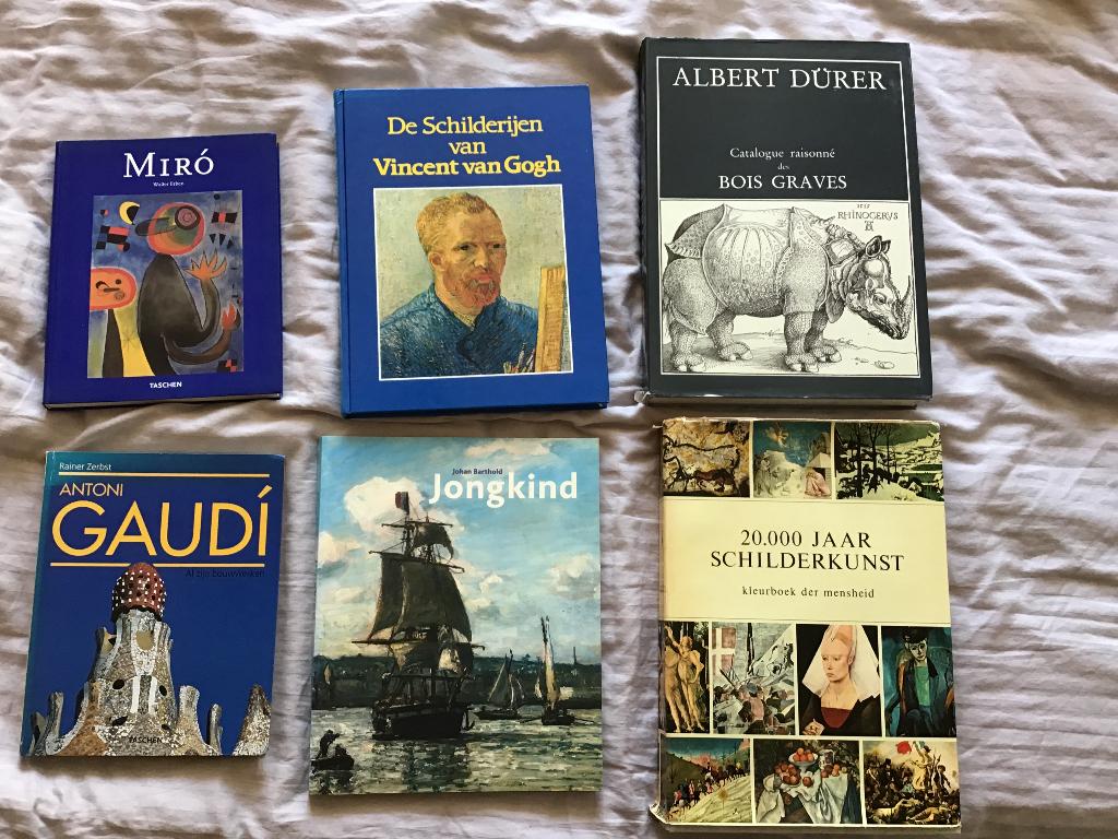 Kunstboeken, Gaudi, Durer, Miro, Jongkind, v.Gogh, divers, Gelezen, Verzenden, Divers, Schilder- en Tekenkunst