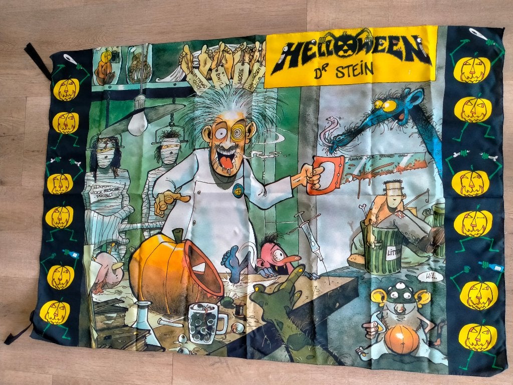 Helloween dr. Stein vintage muziek logo vlag rock metal, Verzamelen, Muziek, Artiesten en Beroemdheden, Ophalen of Verzenden, Zo goed als nieuw
