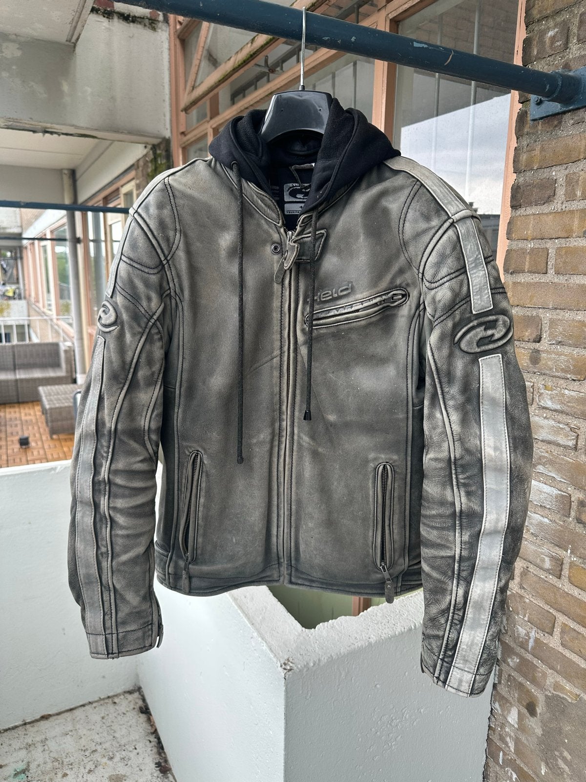 Held leren motorjas met capuchon - maat 52, Ophalen, Tweedehands, Heren, Jas | leer