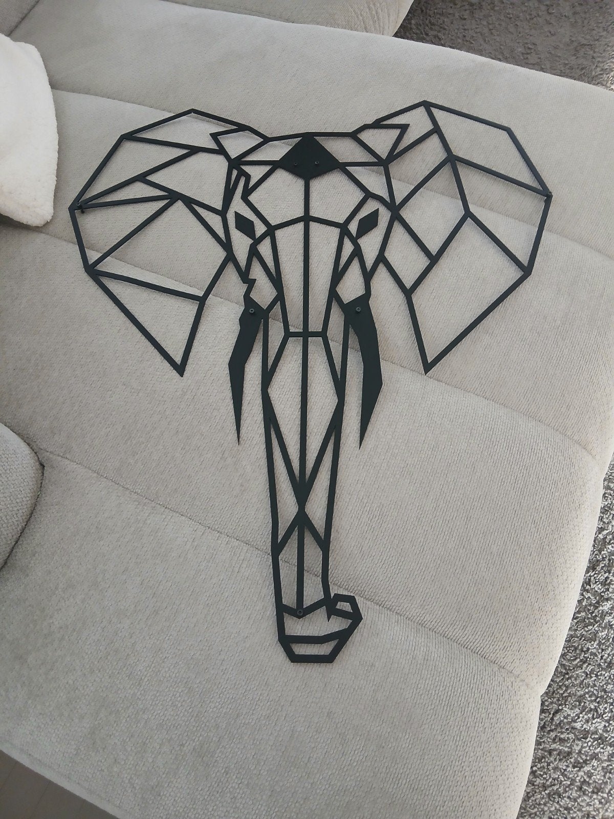 Metalen olifant wanddecoratie - Modern en stijlvol, Ophalen, Zwart, Zo goed als nieuw, Metaal