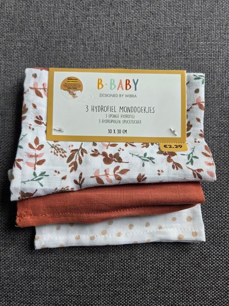 B.BABY Hydrofiele Monddoekjes - 3 stuks, Kinderen en Baby's, Kinderspulletjes, Ophalen of Verzenden, Nieuw