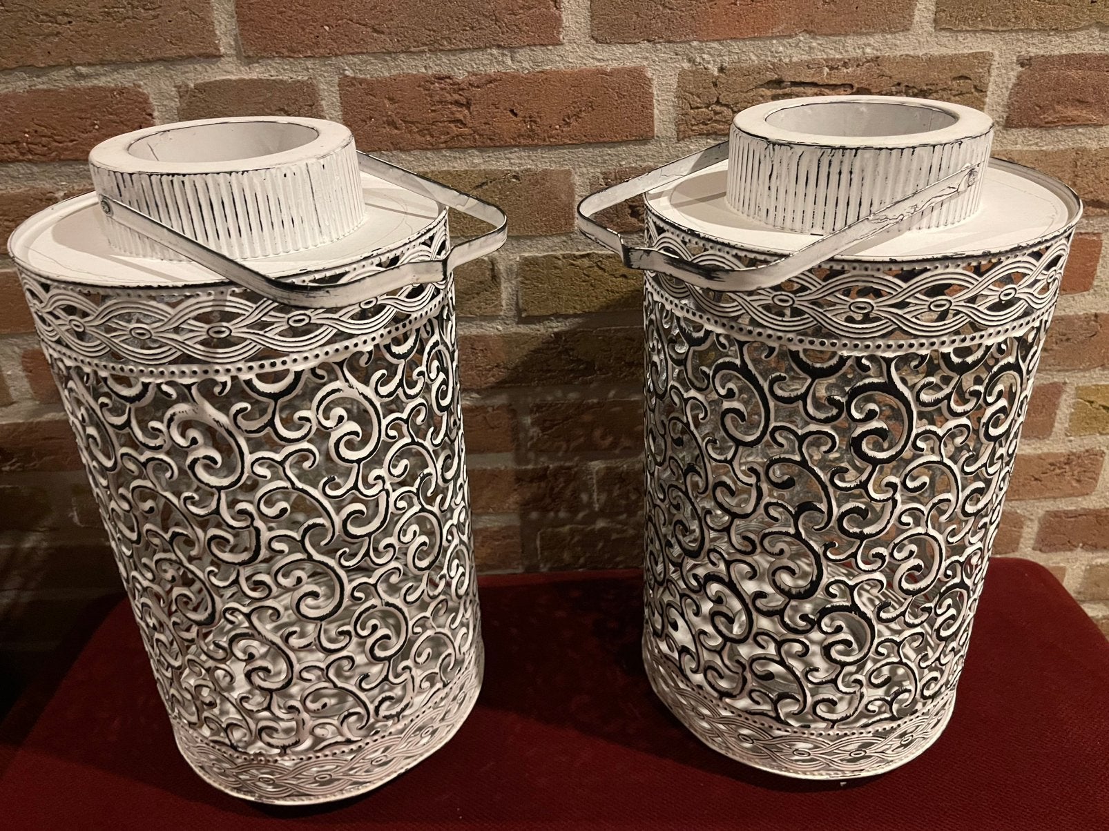 2 Brocante Curiosa Lantaarn Windlichten, Antiek en Kunst, Ophalen