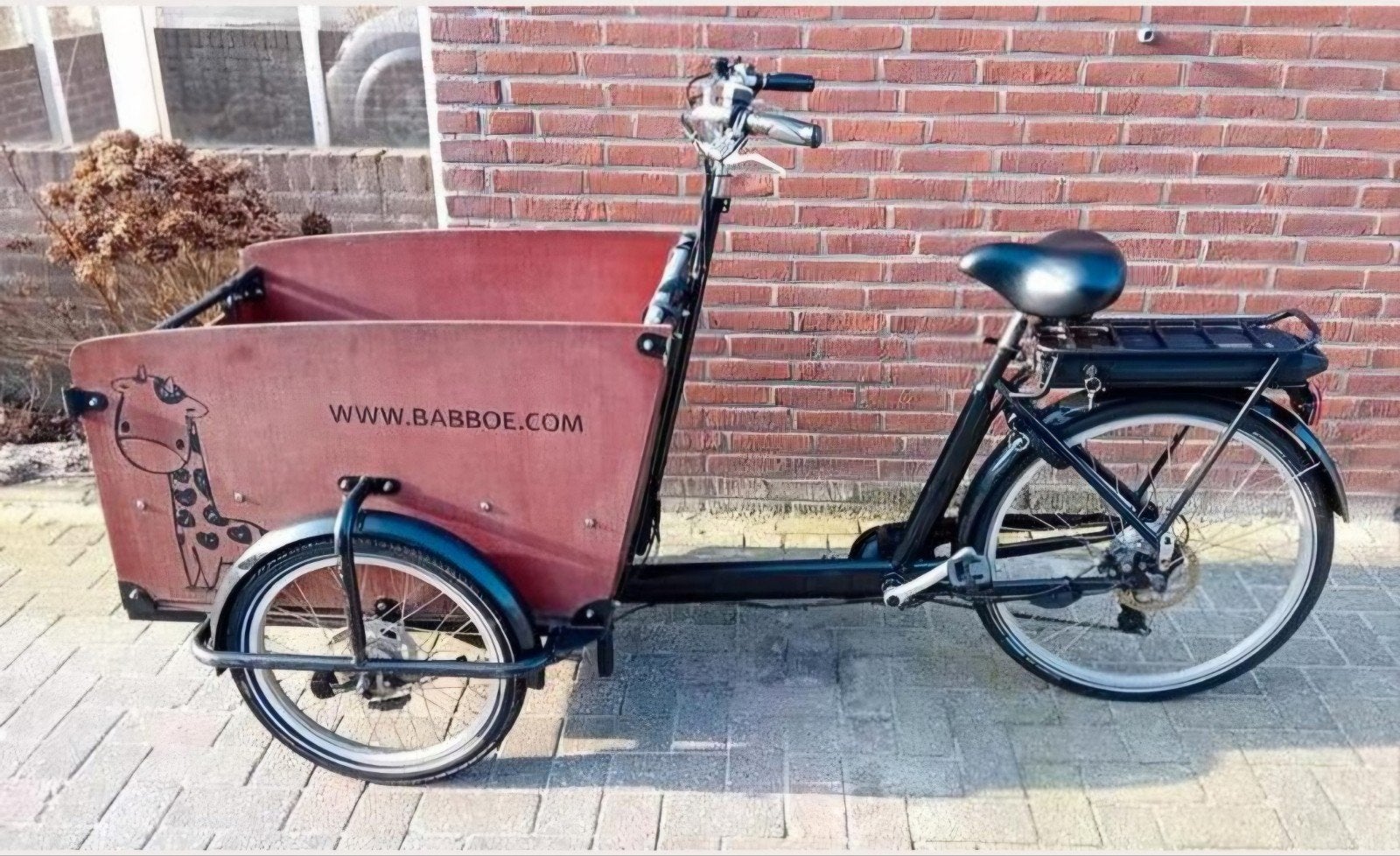 Babboe bakfiets elektrisch, Fietsen en Brommers, Fietsen | Bakfietsen, 4 kinderen of meer, Gebruikt, Huif, Schijfrem