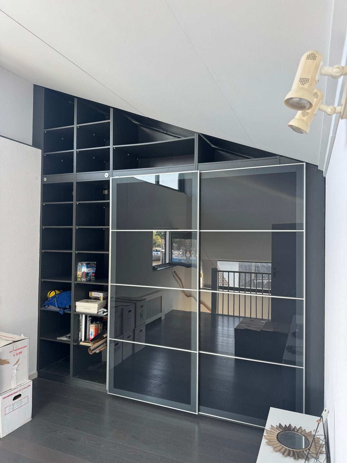 Ikea Pax Kastwand met Schuifdeuren en Open Vakken, Ophalen, 200 cm of meer, 75 cm of meer, 200 cm of meer