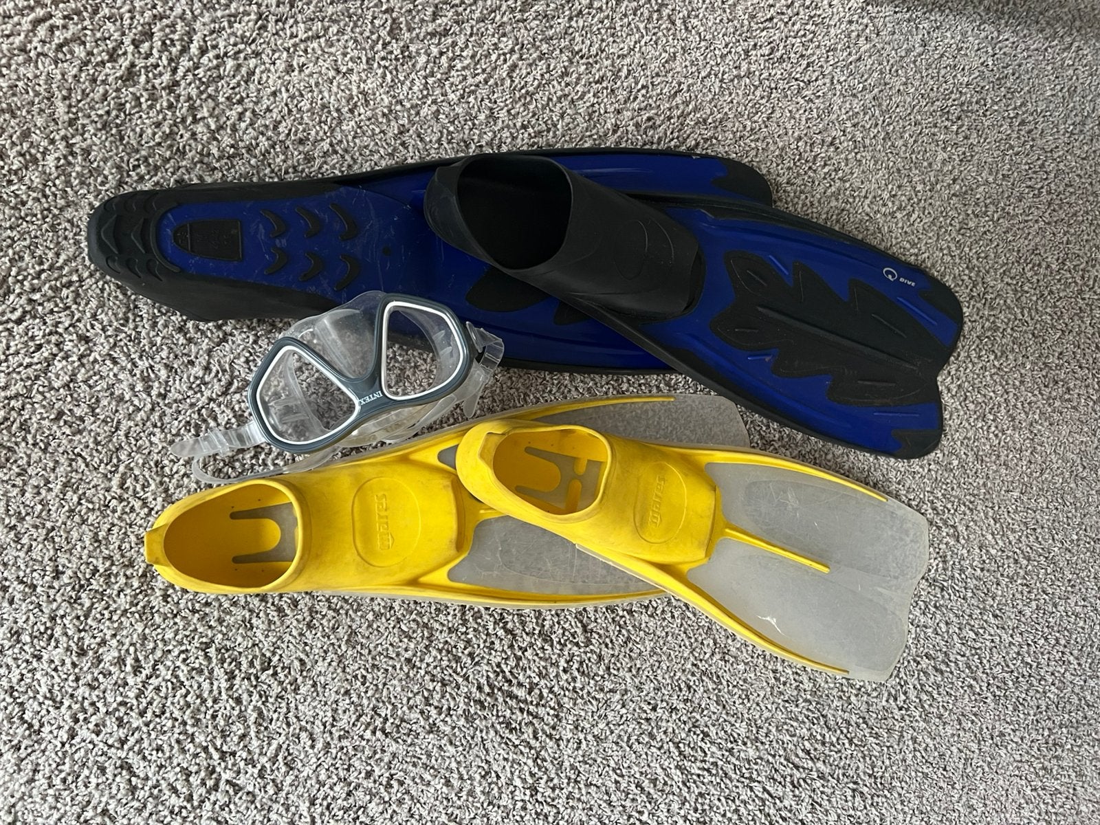 Zwemvliezen met duikbril, Watersport en Boten, Ophalen of Verzenden, Zo goed als nieuw, Snorkelvinnen