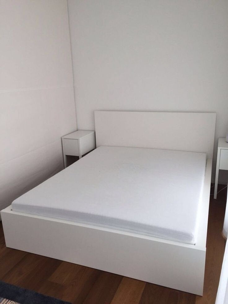 Ikea MALM bed 140x200, Ophalen, Wit, Tweepersoons, 140 cm