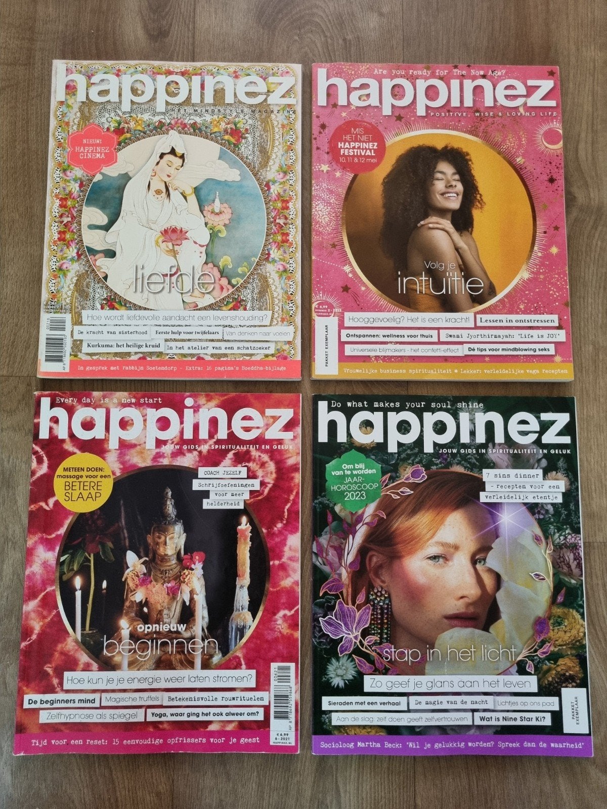 4 x tijdschrift Happinez, Ophalen of Verzenden, Gelezen, Lichaam en Geest