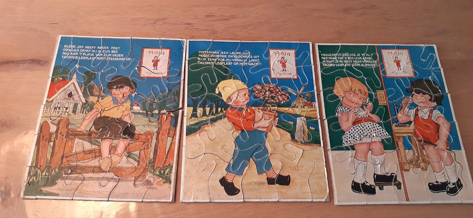 3 stuks Maja pijptabak puzzels uit 1920, Ophalen, Reclamebord