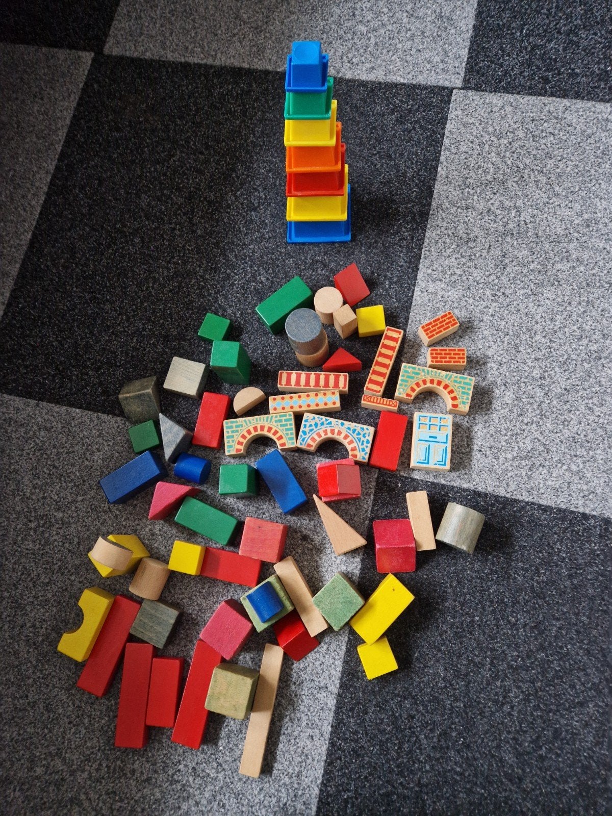 houten blokken+ blokkentoren, Ophalen of Verzenden, Gebruikt
