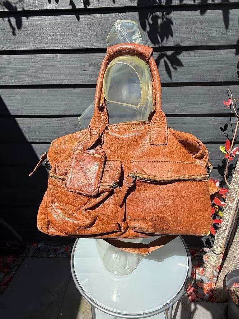 Cowboybag leren tas bruin, Sieraden, Tassen en Uiterlijk, Tassen | Reistassen en Weekendtassen, 40 tot 60 cm, Gebruikt, 20 tot 30 cm