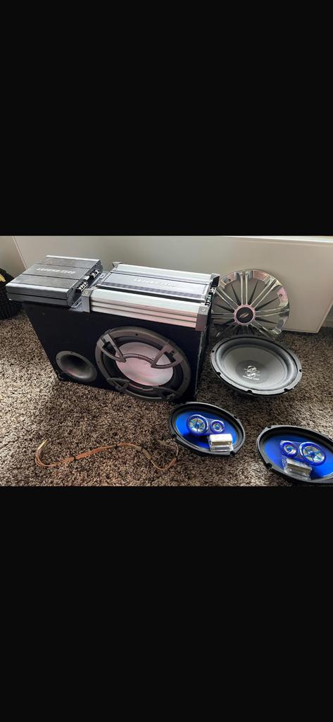 Ground Zero hoedenplank speakers incl. 2 versterkers, Auto diversen, Autospeakers, Ophalen, Gebruikt