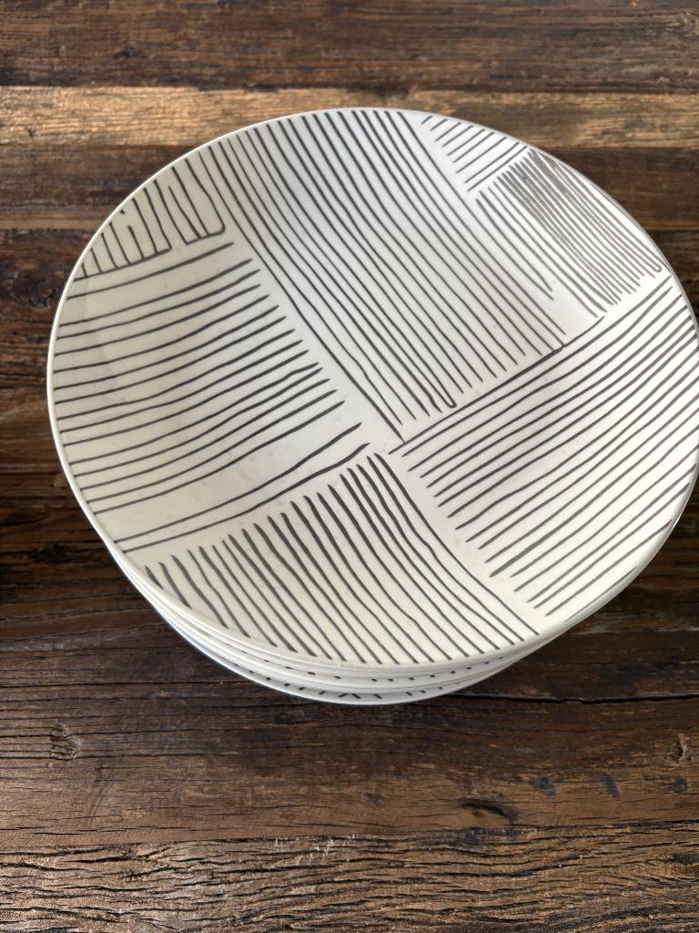 Gusta 12 dinerborden borden wit grijs gestreept 26,5 cm, Huis en Inrichting, Keuken | Servies, Ophalen, Zo goed als nieuw, Bord(en)