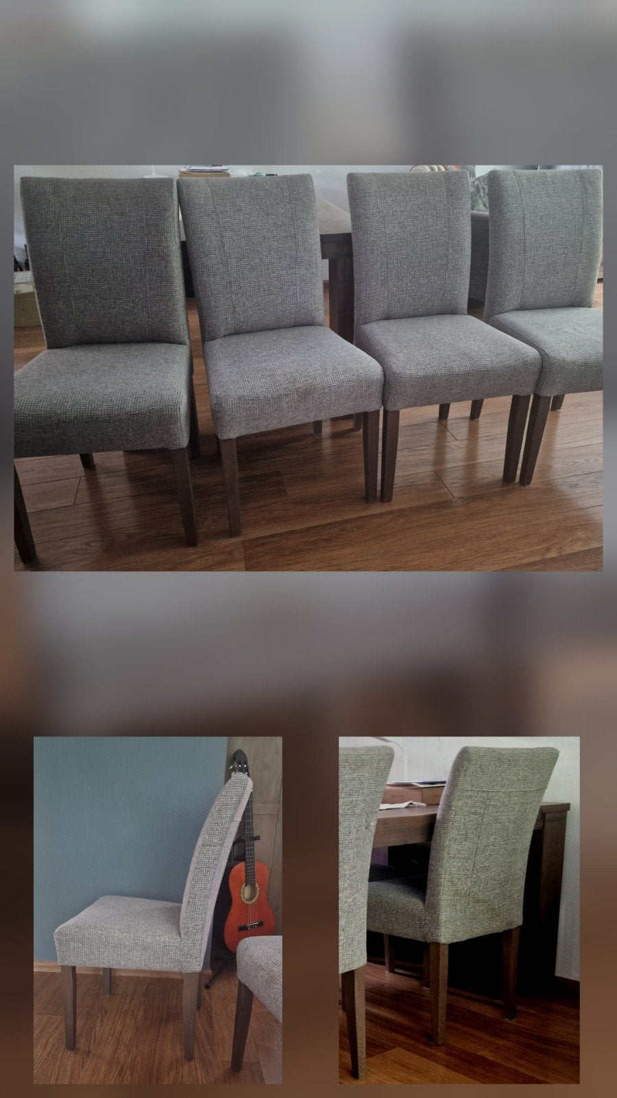 Eetkamerstoelen 4 stuks stof-grijs
