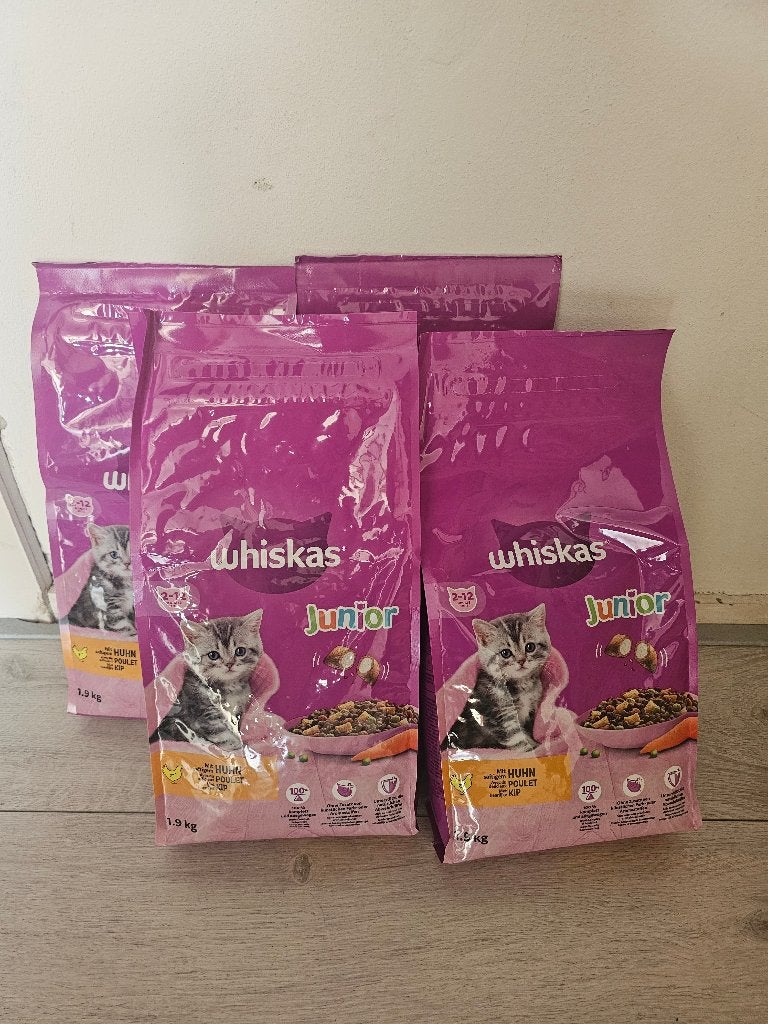 Whiskas Junior Kip 4x zak, Dieren en Toebehoren, Ophalen of Verzenden, Kat