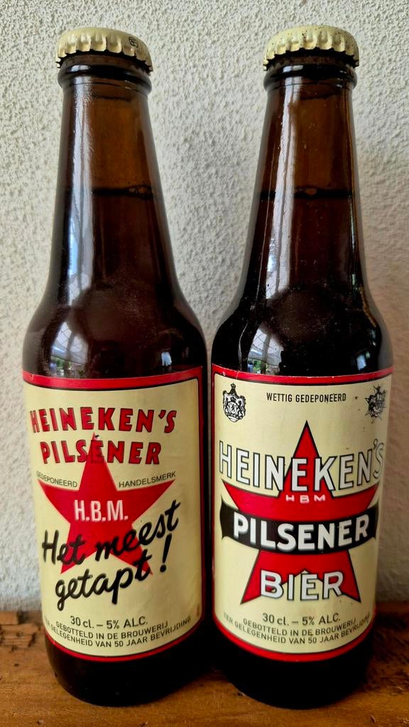 2x Fles HEINEKEN bier 50 jaar bevrijding 30cl. Verzamelaar, Ophalen of Verzenden, Zo goed als nieuw, Flesje(s), Heineken