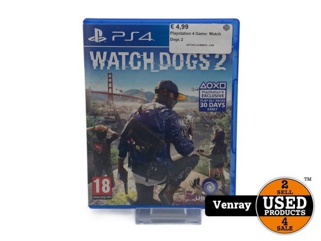 Playstation 4 Game: Watch Dogs 2, Flex Ltd., Zo goed als nieuw, https://flex.com/contact-us, Nobelstraat 10, 5807 GA Oostrum LB, Limburg, Nederland