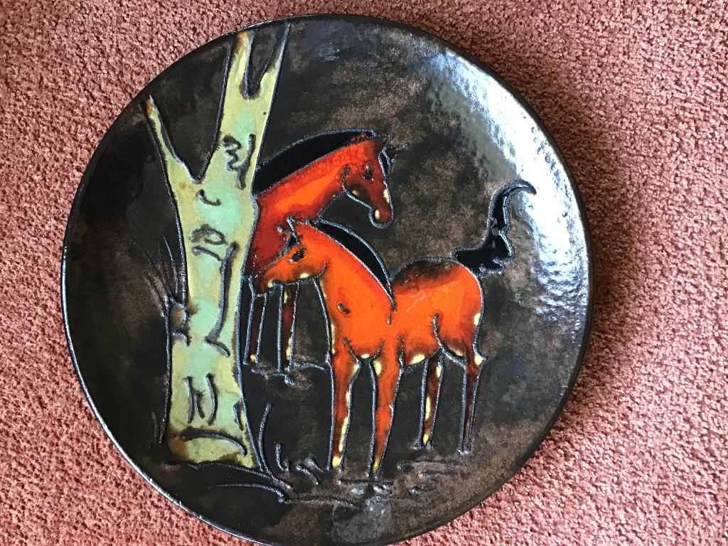 Wandbord Ruscha paarden in bos, Ophalen