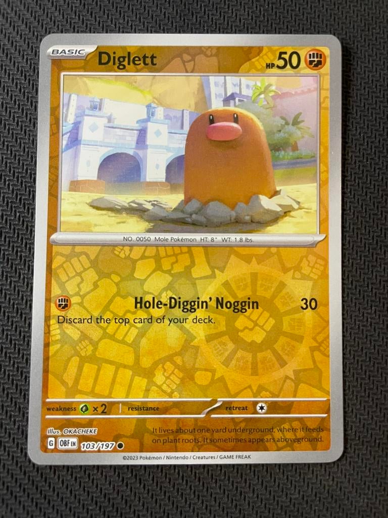 Diglett 103/197 Reverse Holo Obsidian Flames Packfresh, Ophalen of Verzenden, Zo goed als nieuw