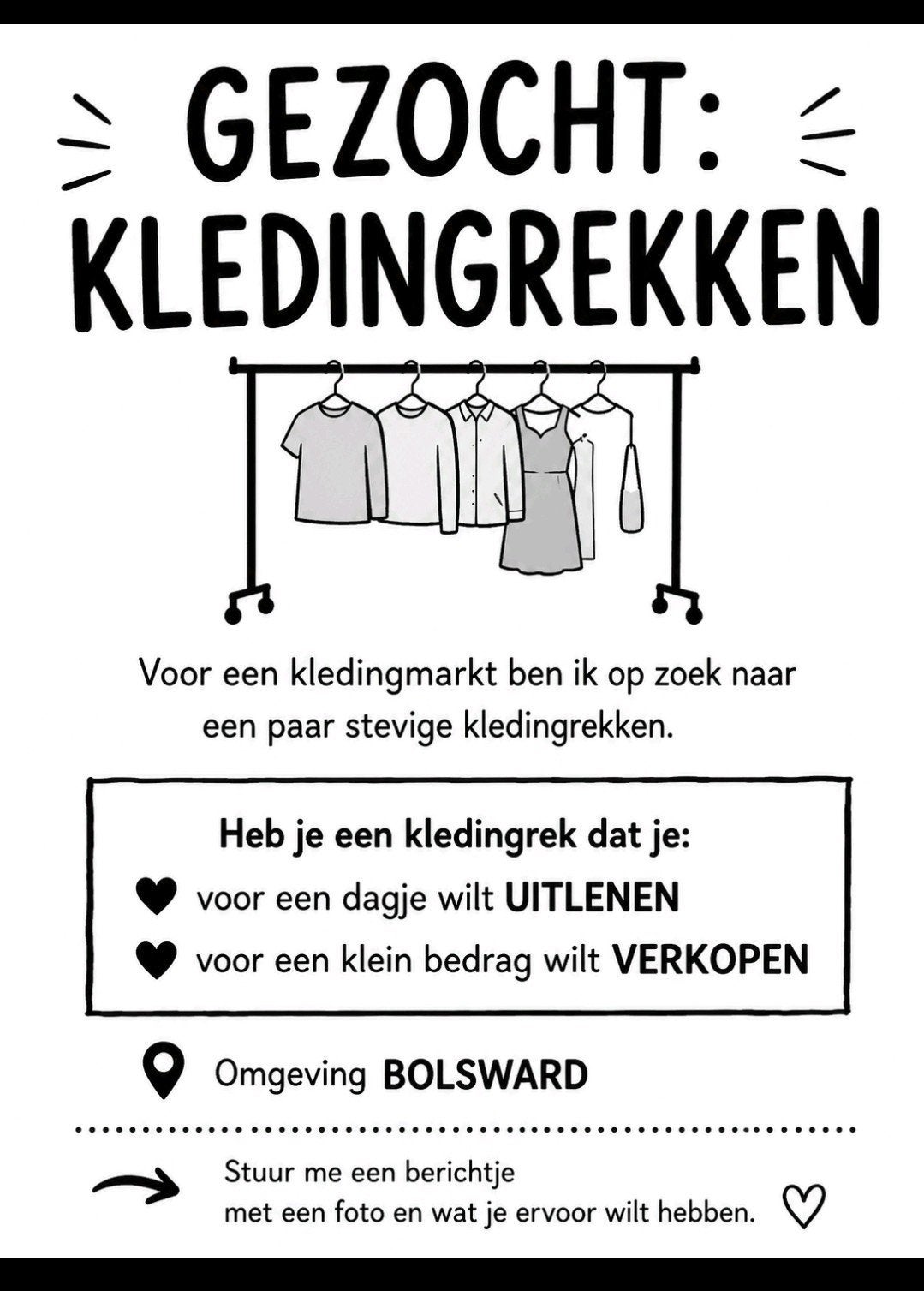 Gezocht: Stevige kledingrekken voor kledingmarkt, Ophalen of Verzenden, Gebruikt