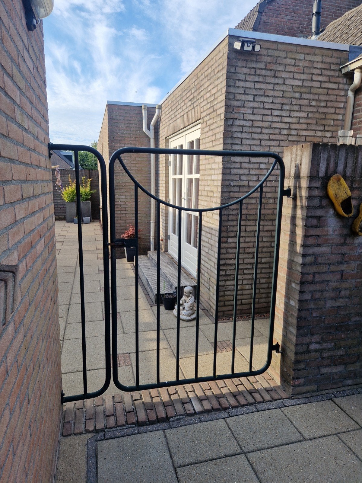 Groen ijzeren poort met hek, Tuin en Terras, Ophalen, Met poort, Gebruikt, Tuinhek