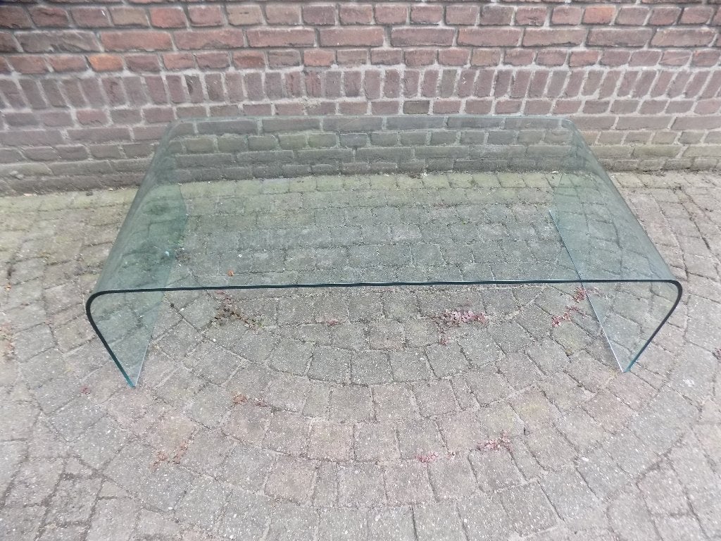 Vintage salontafel Waterval italiaans design Angelo Cortesi, Ophalen, Gebruikt, Glas, Rechthoekig