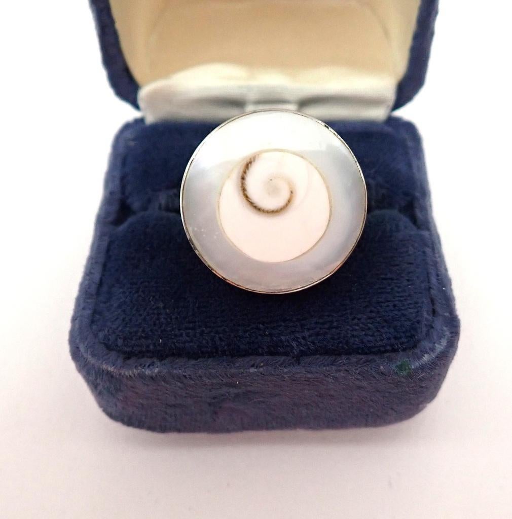 Ring met parelmoer en schelp, Zo goed als nieuw, 17 tot 18, Dame, Zilver