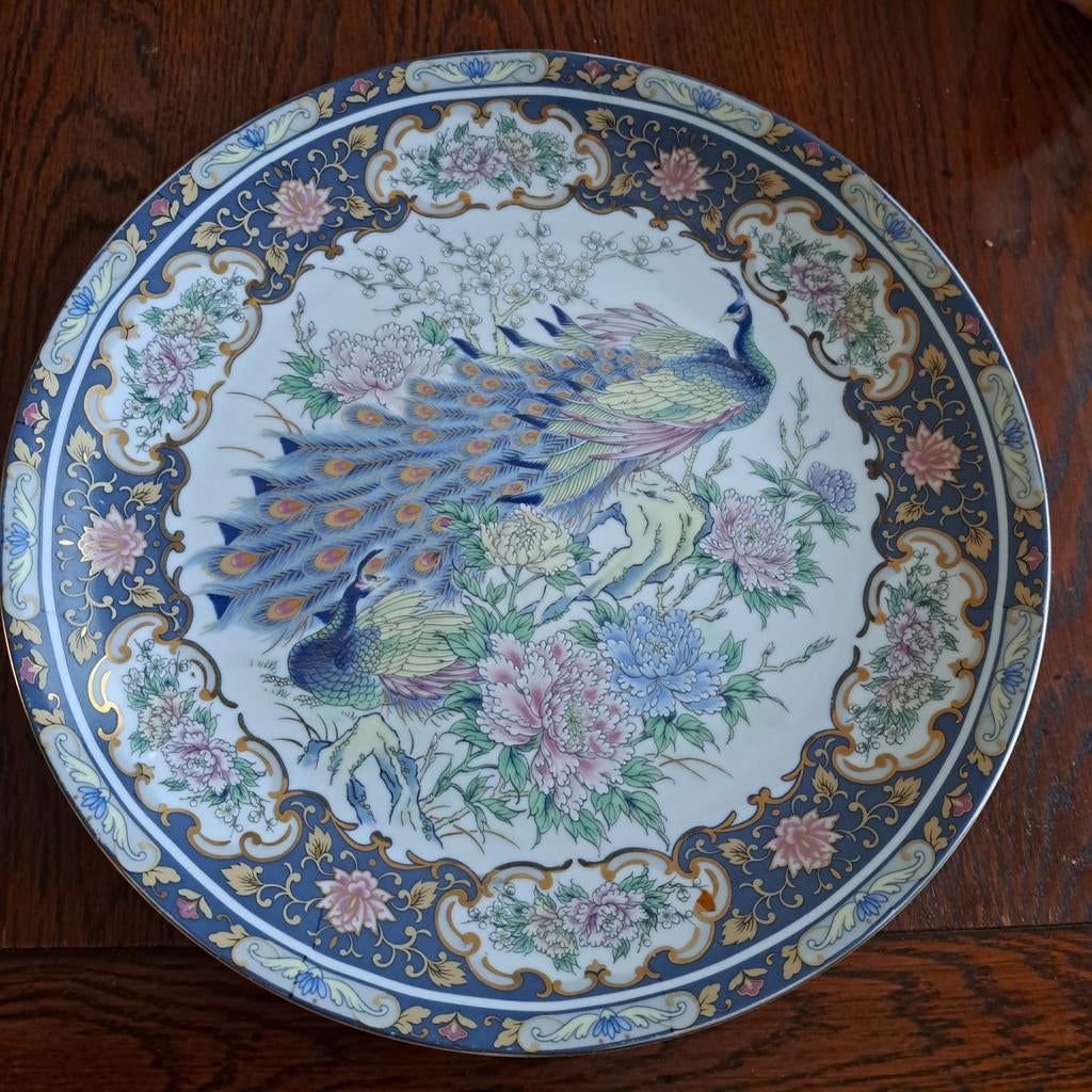 Vintage Toyo Japan Pauw Decoratief Porseleinen Bord, Ophalen