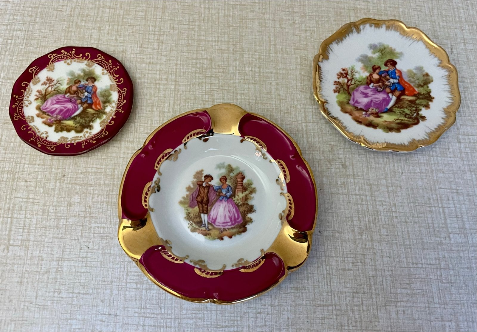 Set van 3 Limoges porseleinen schaaltjes/asbakken, Ophalen of Verzenden