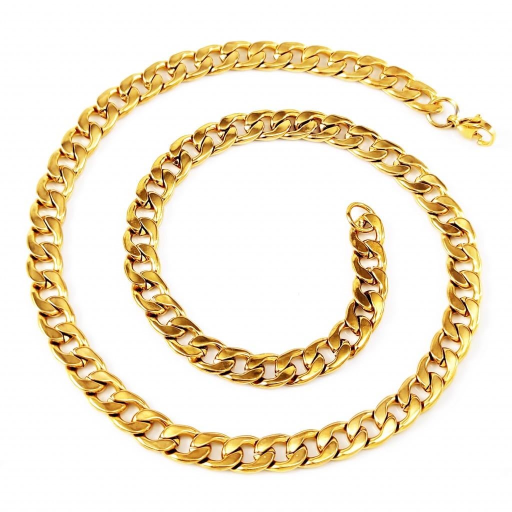 50cm, 8mm Heren Cubaanse Ketting Verguld Roestvrij Stalen, Overige materialen, Birgitta-Gracht 33, 6465 EL Kerkrade, Nederland