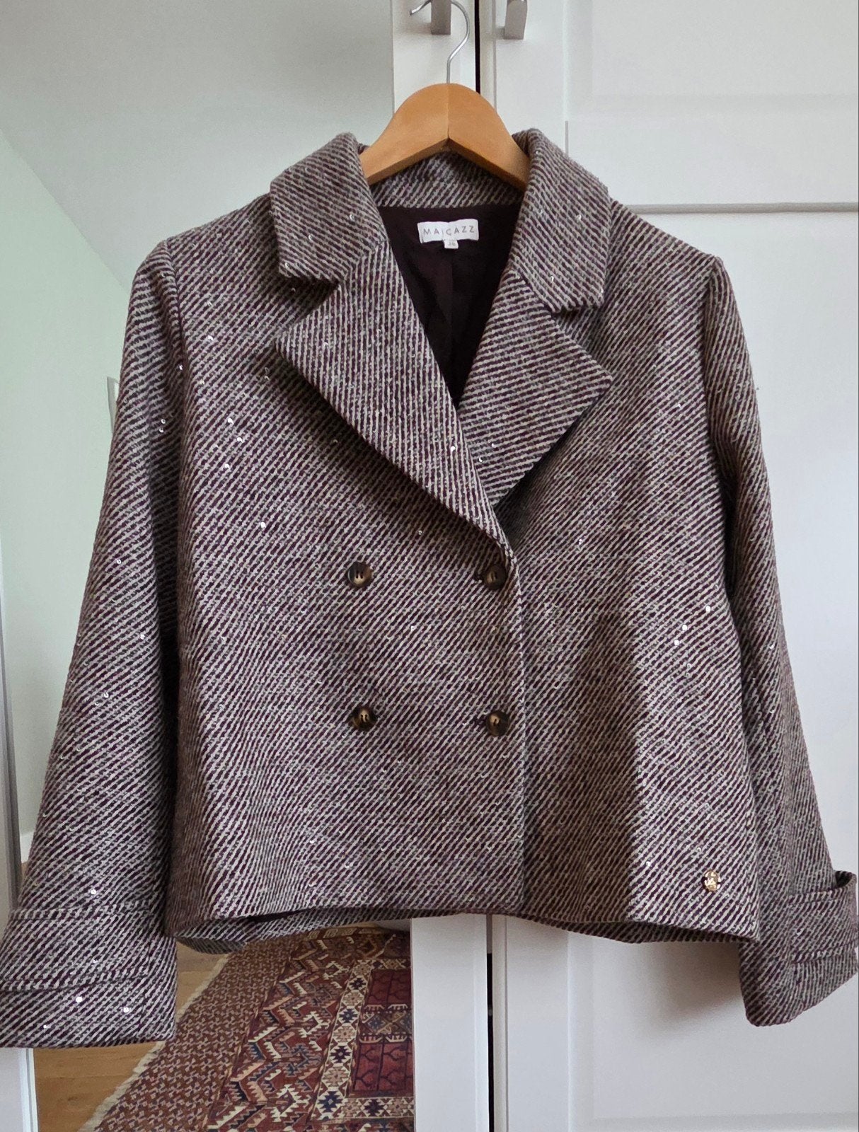 Maicazz Tweed Jasje Bruin met Pailletten - Nieuw (M), Maat 38/40 (M), Bruin, Nieuw, Ophalen of Verzenden