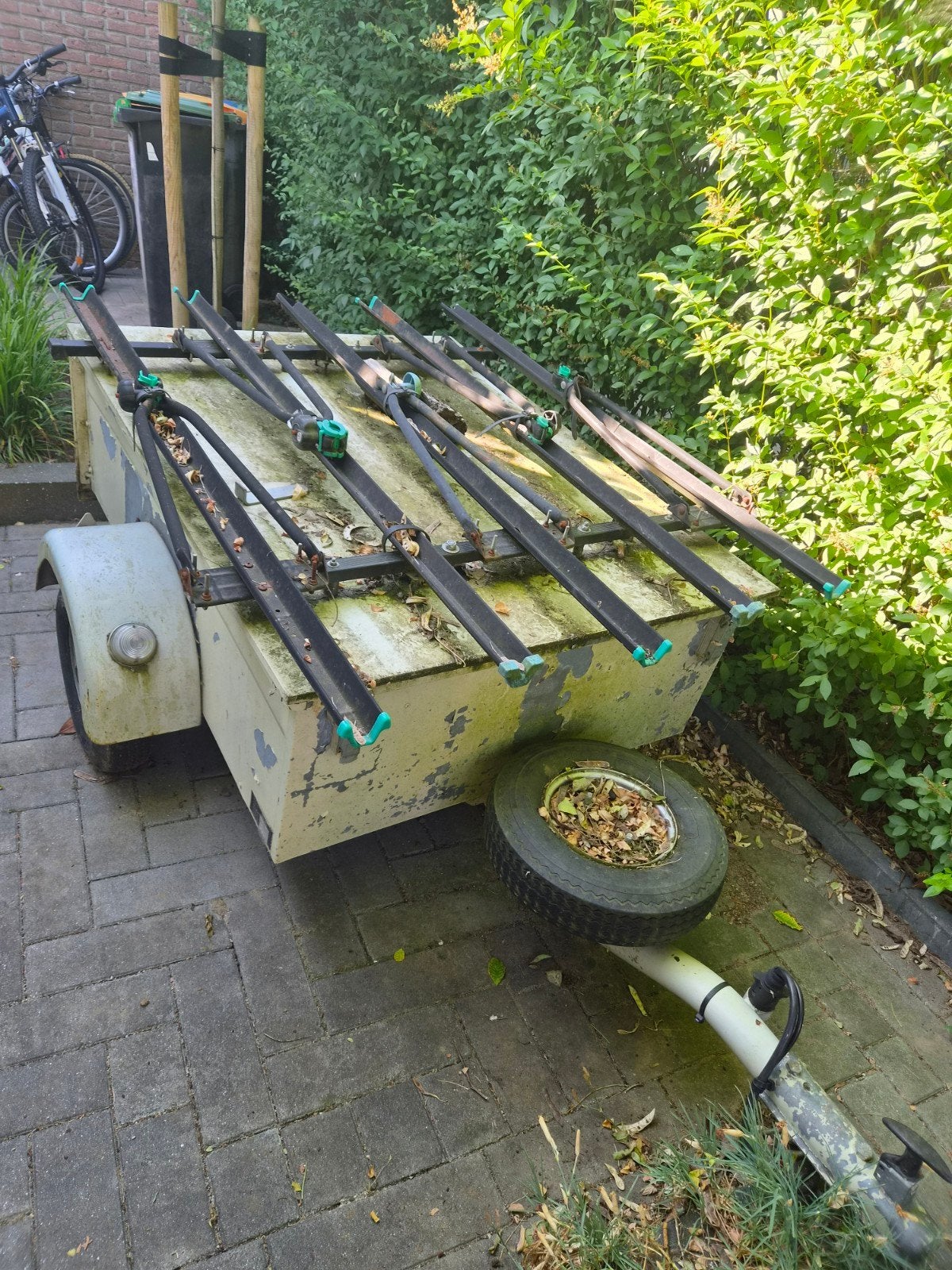 Aanhangwagen / bagagewagen met fietsendragers, Auto diversen, Fietsendragers, Ophalen, Gebruikt