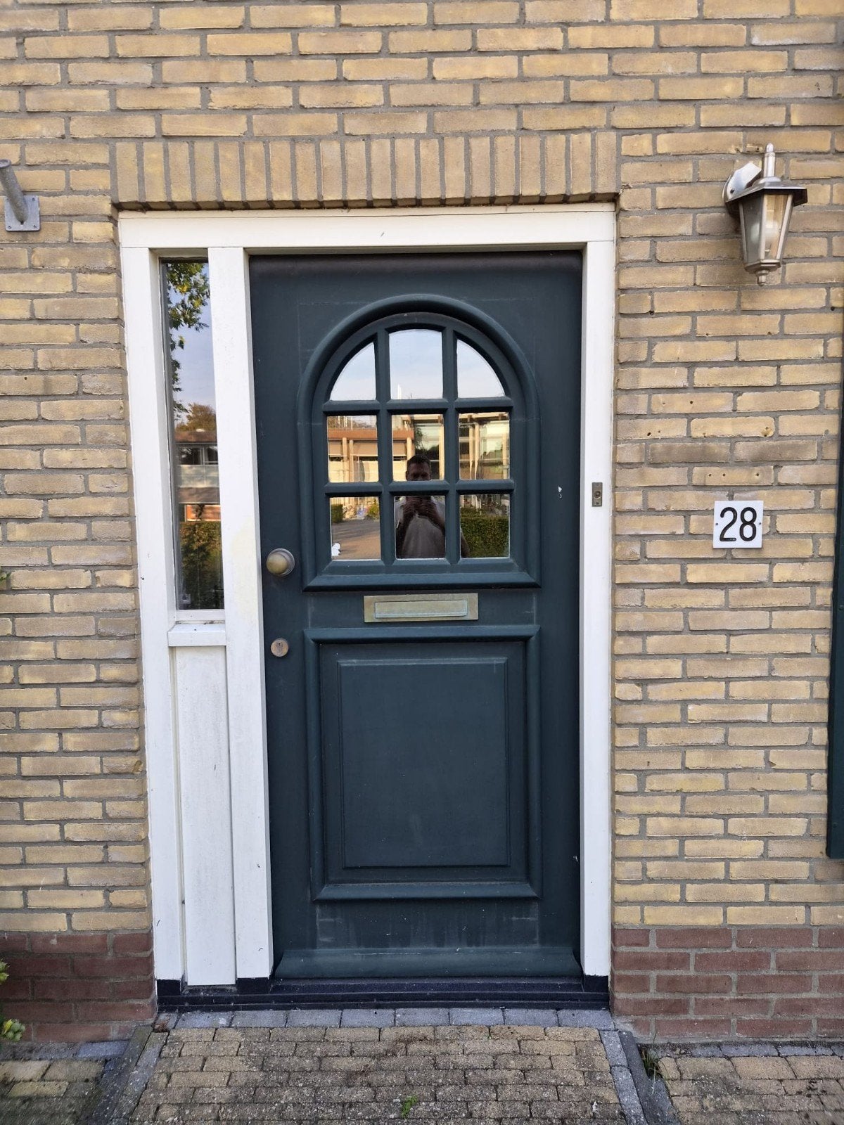 Donkergroene voordeur met glas, Ophalen, Gebruikt, 80 tot 100 cm, Buitendeur