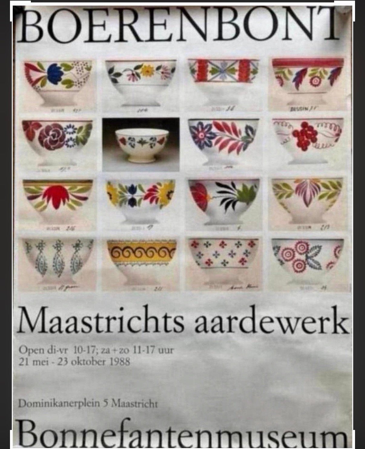 Boerenbont poster Maastrichts Aardewerk, Ophalen of Verzenden, Gebruikt, A1 t/m A3
