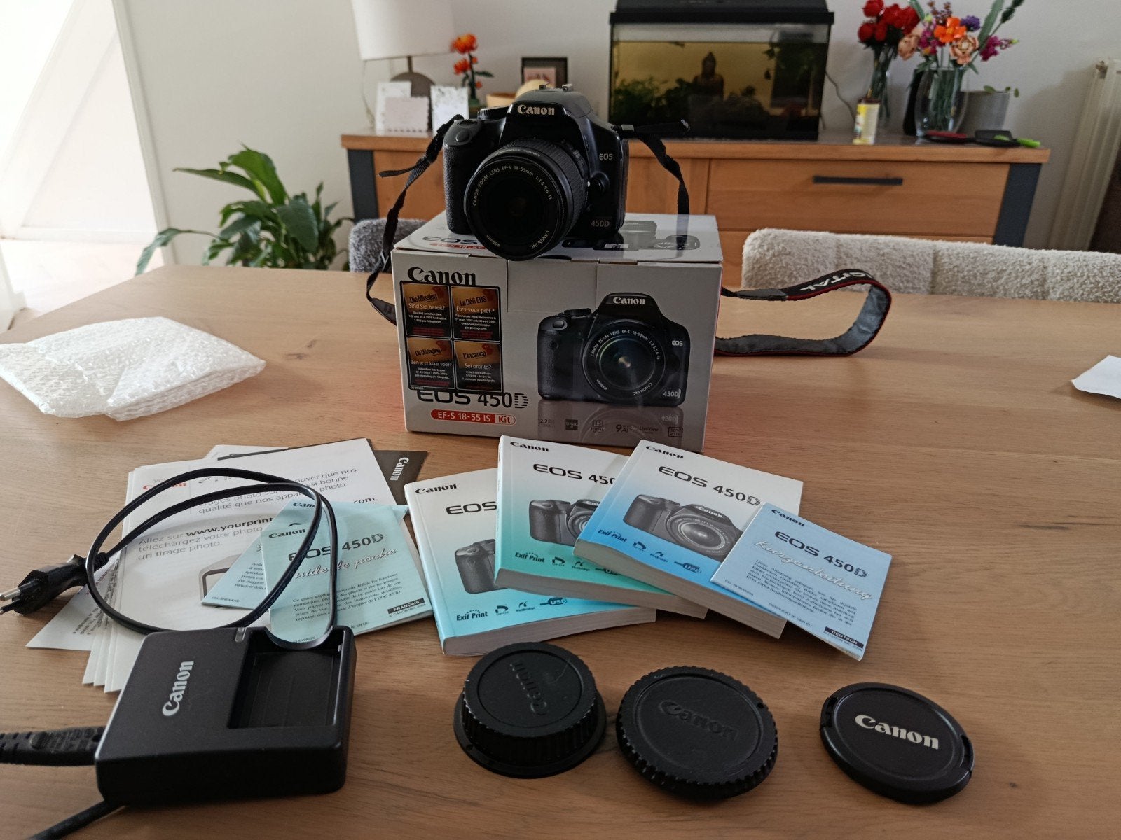 Canon EOS 450D Spiegelreflexcamera met lens en accessoires, Ophalen of Verzenden, Zo goed als nieuw, Spiegelreflex, Canon