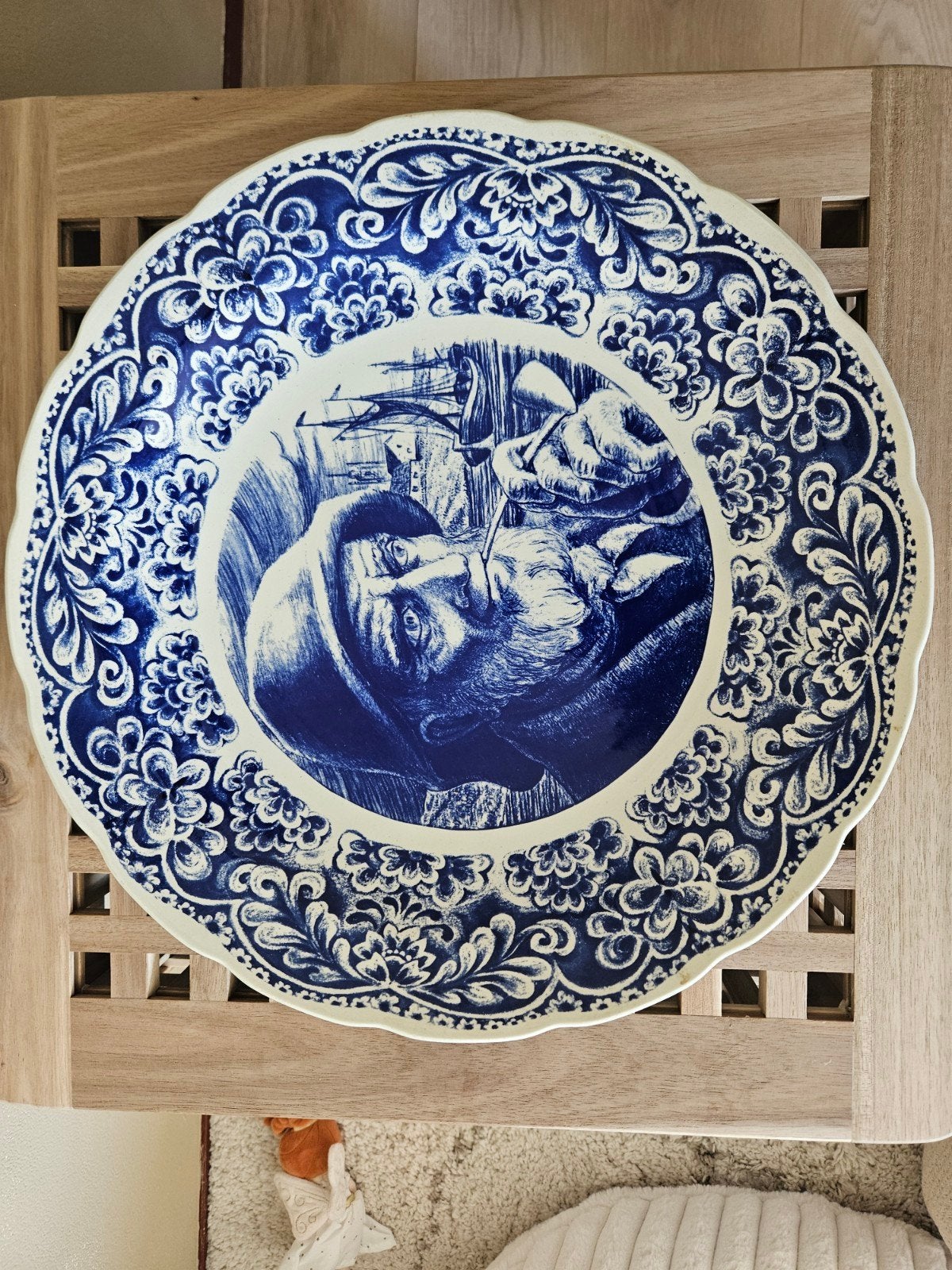 Antiek Boch Delfts Blauw Wandbord - Ossenstal, Antiek en Kunst, Ophalen