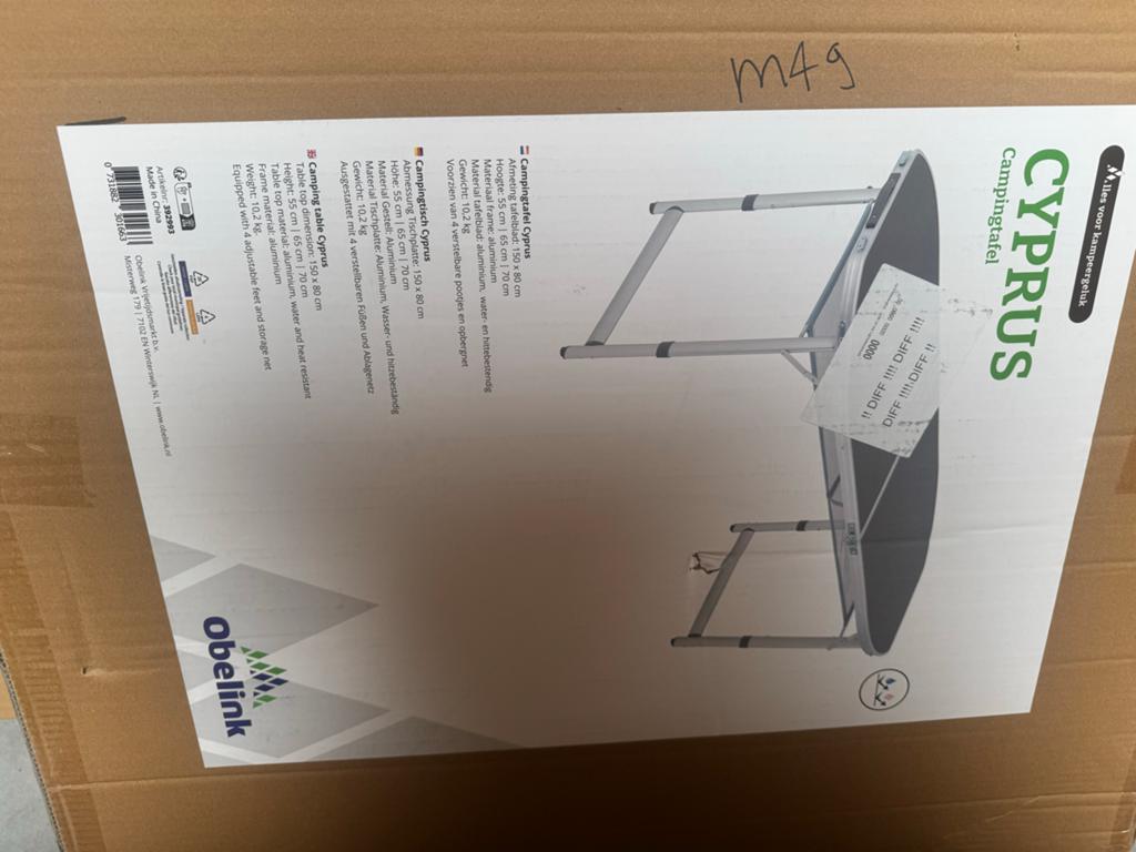 Obelink Cyprus Campingtafel - 150x80cm, verstelbaar, O, Campingtafel, O, O