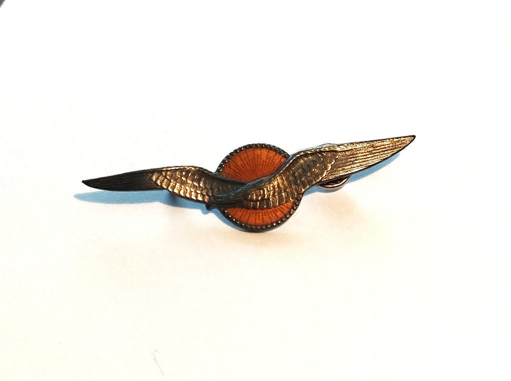 Originele KLU Vliegerwing - Oranje achtergrond, Ophalen of Verzenden, Gebruikt, Patch, Badge of Embleem