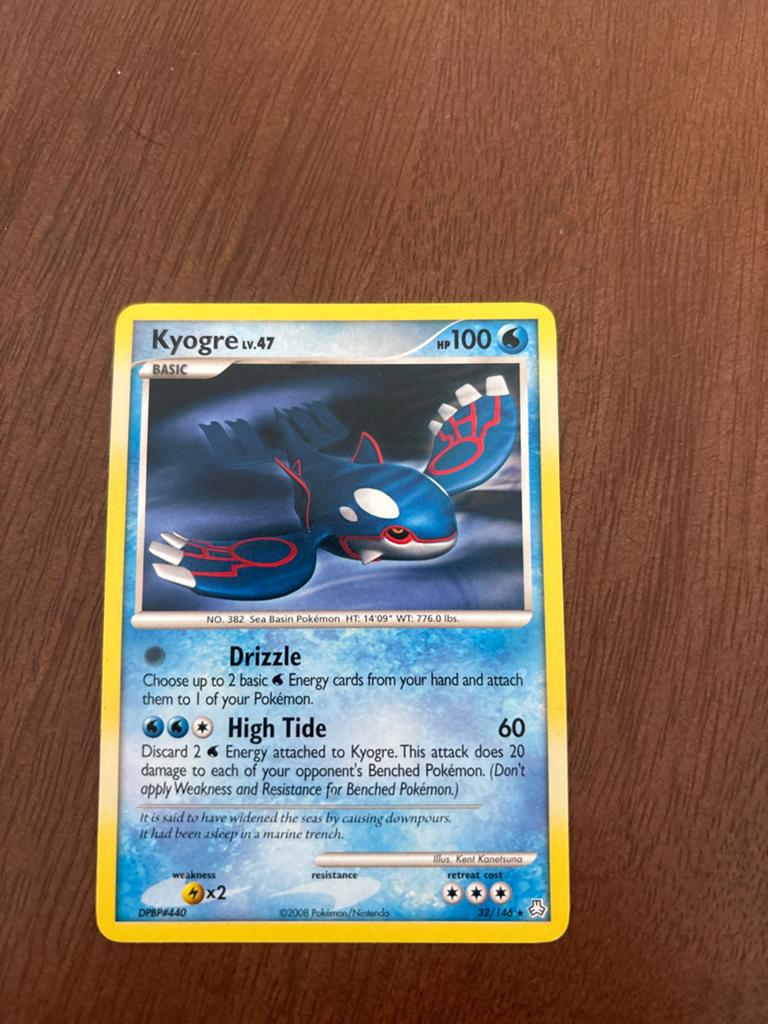 Kyogre Pokémon Kaart -  lvl 47 32/146, Ophalen of Verzenden, Gebruikt, Losse kaart